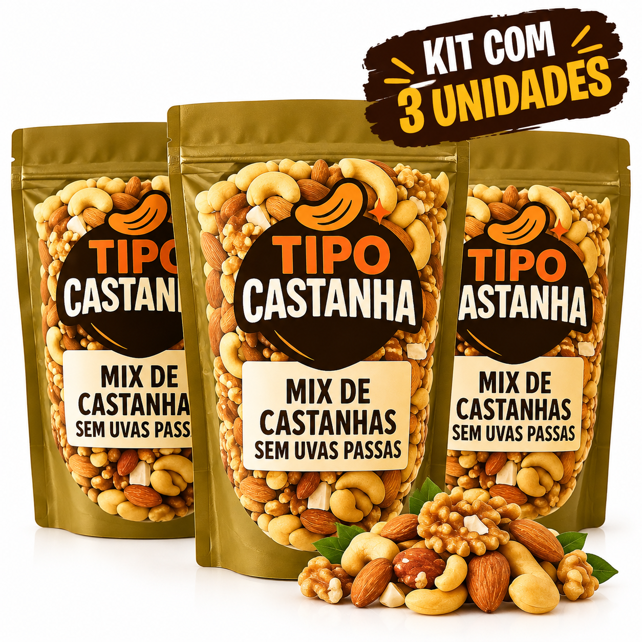 Mix de Castanhas Nobre — 3 Pacotes