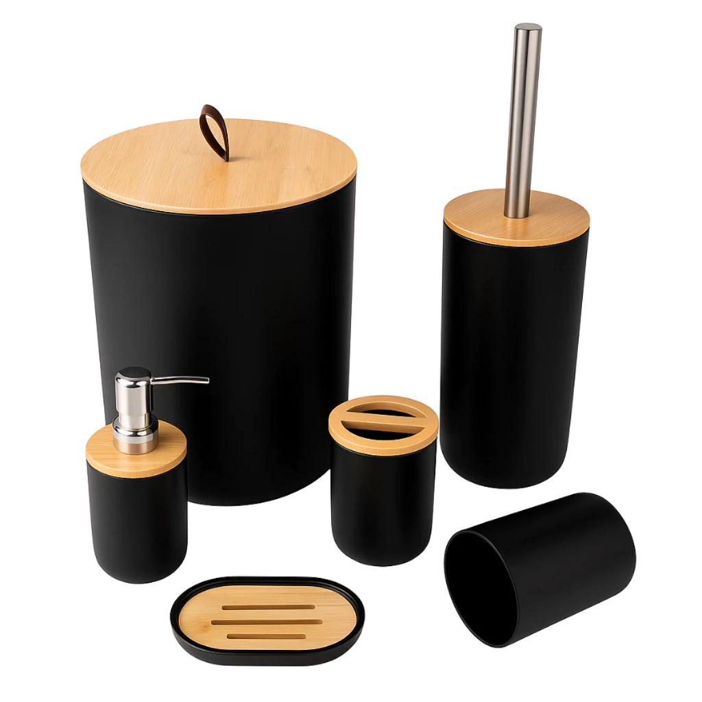 Kit de Banheiro Canelado Premium com Bambu